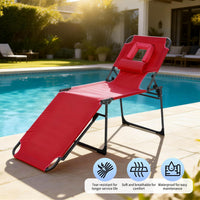 Garvee Tumbona Plegable con Orificio Facial, Respaldo Ajustable en 5 Posiciones, Tejido Oxford 600D, Modelo Alto, Rojo