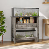 Garvee Soporte para Acuario 20-29 Galones con Estación de Carga, Capacidad 299 kg, Seguridad Antivuelco, Cajones Magnéticos, 80×40×78 cm, Negro - Gris