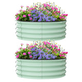 Garvee Camas Elevadas de Jardín 2 Pack 91x91x30 cm Metal Galvanizado Exterior Drenaje Efectivo - Verde oliva
