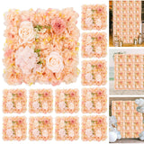 Garvee paneles de pared floral artificial 3D Hydrangea, montaje interconectable, Seda Duradera, decoración para bodas y fiestas, 38.1x38.1cm, Multicolor - Naranja