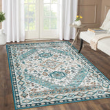Garvee Tapete Oriental Vintage Antideslizante Lavable Verde 120x170 cm Para Sala Y Dormitorio - Verde Oscuro