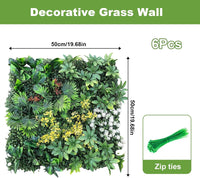 Garvee Set 6 Paneles de Plantas Artificiales 50x50cm Protección Privacidad Fácil Instalación Polietileno Duradero Decoración Interior Exterior Jardín Balcón Verde