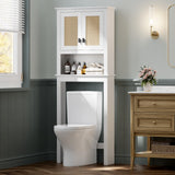 Garvee Gabinete De Almacenaje Sobre Inodoro De Ratán, Estante Ajustable, Diseño Rústico, Madera Ingenierizada, Organizador Para Baño Y Lavandería, Blanco