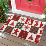 Garvee Felpudo Navideño Exterior Alfombra Puerta Antideslizante Lavable 40x80cm Blanco para Entrada Hogar - Cubo