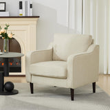 Garvee Silla de Acento Moderna Tapizada en Lino con Almohada Estructura de Madera Maciza Capacidad 159 kg 76x81 cm Beige - Beige