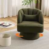 Garvee Silla De Acento Giratoria Moderna 360° Con Tela Teddy, Respaldo A Rayas, Almohadillado, Para Sala Y Dormitorio, Estructura De Madera, Base Estable - Green