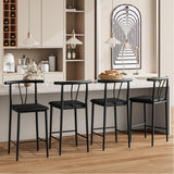 Garvee taburetes de bar set de 4, 63.5cm, asiento acolchado, cuero sintético, patas de metal, cocina y sala de comedor, Diseño Elegante - Negro
