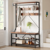 Garvee Perchero de Hall Industrial con Zapatero - 101x40x183cm, Soporta 136kg, Mueble de Entrada con 8 Ganchos, Estilo Vintage, Metal y MDF para Pasillo y Hogar - Vintage