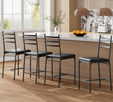 Garvee Conjunto de 4 Taburetes de Bar 57 cm Modernos con Respaldo y Reposapiés Tapizados en MDF y Metal para Cocina e Isla