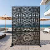 Garvee Pantalla de Privacidad Independiente de Metal con Paneles Decorativos para Familias en Patio o Jardín 180x120cm Negro - Negro