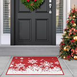 Garvee Alfombra De Salón 100% Poliéster 1900Gsm Con Base De Goma Antideslizante, Diseño Navidad Copos De Nieve, Elegante Textura Imitación Lino