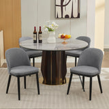 Garvee Sillas De Comedor Tapizadas Modernas Juego De 4 Asientos Acolchados Gruesos Respaldo Curvo Patas De Madera Tela De Lino Para Cocina Y Restaurante - Gris
