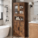 Garvee Gabinete Alto De Baño 67in Con Puertas De Vidrio Y Estante Ajustable, MDF Resistente, Multiusos Para Cocina Y Sala, Moderno Vintage - Vintage