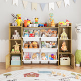 Garvee Organizador De Juguetes Para Niños Con 8 Cajas Extraíbles, Estantería Para Libros, Antivuelco, Madera, Moderno, Dormitorios Y Salas De Juegos - Color Madera