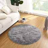 Garvee Alfombra Redonda de Área 80 cm Ultra Suave y Esponjosa Peluche Largo Antideslizante Gris Sólido para Habitaciones Infantiles y Dormitorios - Gris Sólido