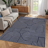 Garvee Teppich 100% Polyester 350g/m² Imitación Kaschmir Waschbar Plegable Moderno Salones Dormitorios - Azul