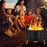 Garvee Brasero Exterior sin Humo 2 en 1 de Acero al Carbono con Tapa de Bambú Convertible en Mesa para Familias en Jardín o Camping 66cm
