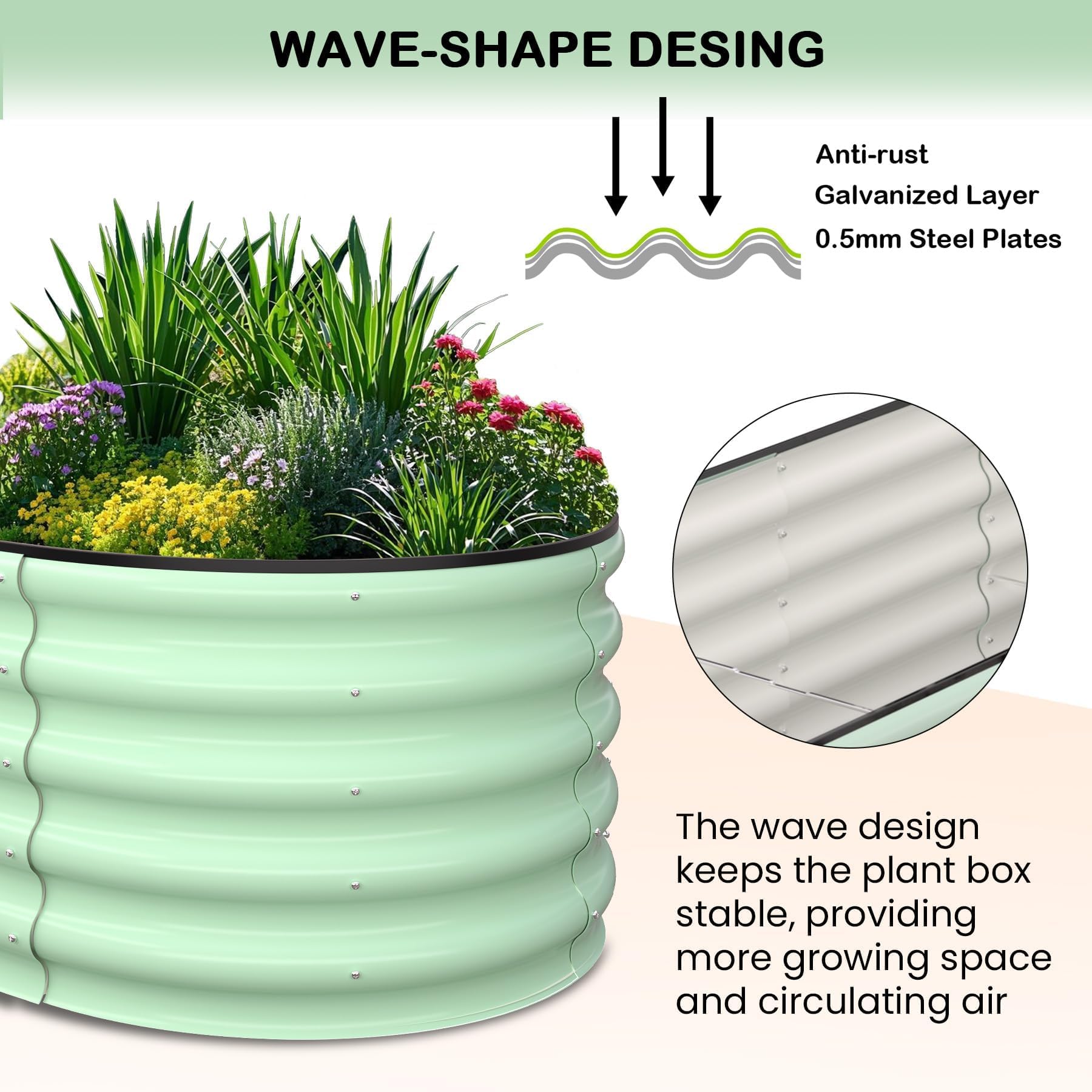 Jardinera grande de metal para huerto urbano exterior Garvee