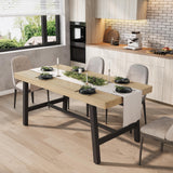Garvee Mesa de Comedor Industrial para 4-6 Personas, 160 cm Madera Natural, Marco Metálico Resistente, Patas Antideslizantes, Ajustable, Ideal para Cocina y Comedor - Natural