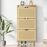 Garvee Gabinete Para Zapatos Con Almacenamiento Oculto 3 Cajones Ratán Para Entrada Y Pasillo 38.66''x23.62''x9.25'' Natural