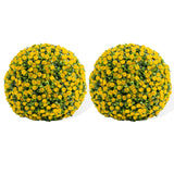 Garvee Set 2 Bolas de Boj Artificiales 40cm PE UV-Resistente Con Blumen Kette Hochzeit Balkon Garten Verde Amarillo - Amarillo