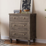 Garvee Cómoda Organizadora de Dormitorio, Cajonera Vintage de Madera con 4 Cajones y Patas Cónicas, 76 cm, Gris Claro - Gris