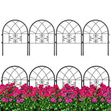 Garvee Kit De Cercado De Jardín De Metal Antióxido 8 Paneles Arqueados Para Jardines Y Patios Negro - Negro