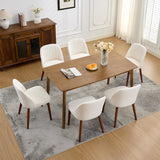 Garvee Juego de 6 Sillas de Comedor Tapizadas en Lino con Patas de Madera de Caucho y Respaldo Ergonómico para Cocina y Restaurante Beige - Beige