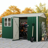 Garvee Cobertizo de almacenamiento exterior 2,4x3m, metal galvanizado, verde, para jardín y patio - Verde