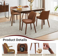 Garvee Pack de 4 Sillas para Comedor de Piel PU Estilo Wingback Asiento Acolchado con Espuma y Patas Robustas de Madera Sillas Modernas de Cocina y Salón Color Marrón