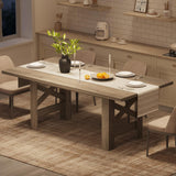 Garvee Mesa de Comedor de 180 cm de Estilo Granja con Patas Triangulares de Madera para 8 Personas - Gris Retro