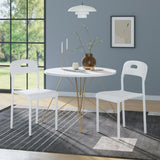 Garvee Sillas De Comedor Set 2 Apilables Modernas Plástico Resistente Patas De Metal Interior Y Exterior Blancas - Blanco