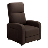 Garvee Sillón Reclinable para Adultos Ergonomía Ajustable Bolsillo Lateral Respaldo Alto Brazos Anchos Asiento Acolchado Sofá Individual para Salón - Marrón