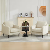 Garvee Sillón Acento Mid-Century Moderno De Tela De Lino, Espuma Alta Densidad, Estructura Madera, Compacto, Beige Para Sala Y Oficina - Beige