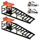 Garvee Rampas Hidráulicas para Autos 5 Toneladas, Elevación Ajustable 25-38 cm, Acero Reforzado, Plataforma Antideslizante, Reflectantes para Garaje y Mantenimiento - Negro & Naranja