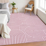 Garvee Alfombra 100% Poliéster 350g/m², Imitación Cachemira, Lavable y Plegable, Diseño Moderno, Suave y Duradera, para Salones y Dormitorios - Rosa