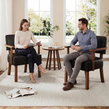 Garvee Set De 2 Sillas De Acento Mid-Century Con Estructura De Madera, Tapizado En PU, Para Sala Y Balcón, Diseño Ergonómico, Resistente, Color Pastel