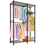 Garvee Perchero Portátil Para Ropa Resistente Y Ajustable Con 3 Barras Colgantes Y Estantes Metálicos Para Dormitorio Y Armario