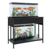 Garvee Soporte Para Acuario 40-50 Galones Con Enchufe, Metal Resistente, Cajones De Almacenaje, Altura Ajustable, Negro, Sala U Oficina - Negro