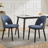 Garvee Sillas de Comedor de Madera Juego de 2 Tapizadas en Tela Azul para Cocina y Restaurante 46×52×78 cm - Azul (Respaldo Calado)