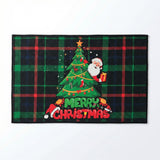 Garvee Felpudo Exterior de Navidad Antideslizante 40x60 cm, Diseño Santa Claus, Color Multicolor - Cuadros negro y verde