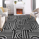 Garvee Teppich Wohnzimmer 120x170 Waschbarer Kurzflor Teppich Rutschfest Modernes Design Creme - Negro