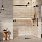 Garvee Puerta De Ducha De Vidrio Templado SGCC 8mm Ajustable 56-60in Acero Inoxidable Negro Sin Marco Para Baños Modernos - Negro