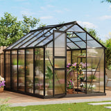 Garvee Invernadero 1.8x3.0 m Policarbonato con Ventilación Ajustable y Puerta con Cerradura, Estructura de Aluminio para Jardín y Patio, Resistente y Fácil de Montar, Transparente - 1