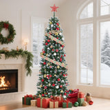 Garvee Árbol De Navidad Artificial 180 Cm Con Piñas Y Soporte Metálico, Sistema Plegable Rápido, PVC Seguro, Decoración Festiva Verde - Verde Delgada + Piñas