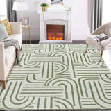 Alfombra Garvee para dormitorio 160x230, pelo corto, antideslizante, lavable, de poliéster suave, verde claro, para sala de estar y habitación infantil - Verde Claro