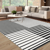 Alfombra Garvee de pelo corto, lavable y antideslizante, negra 200x290, para sala y dormitorio, moderna y minimalista - Negro