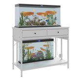 Garvee Soporte Para Acuario 40-50 Galones Con Enchufe, Metal Resistente, Cajones De Almacenaje, Altura Ajustable, Blanco, Ideal Para Peceras Y Terrarios - Blanco