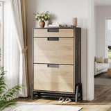 Garvee Gabinete Para Zapatos Con 2 Cajones Abatibles Y 1 Cajón, Organizador De Entrada, Gran Capacidad, Roble, Estrecho, Para Pasillo Y Sala