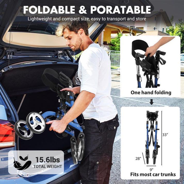 Soporte integrado para bastón y diseño plegable